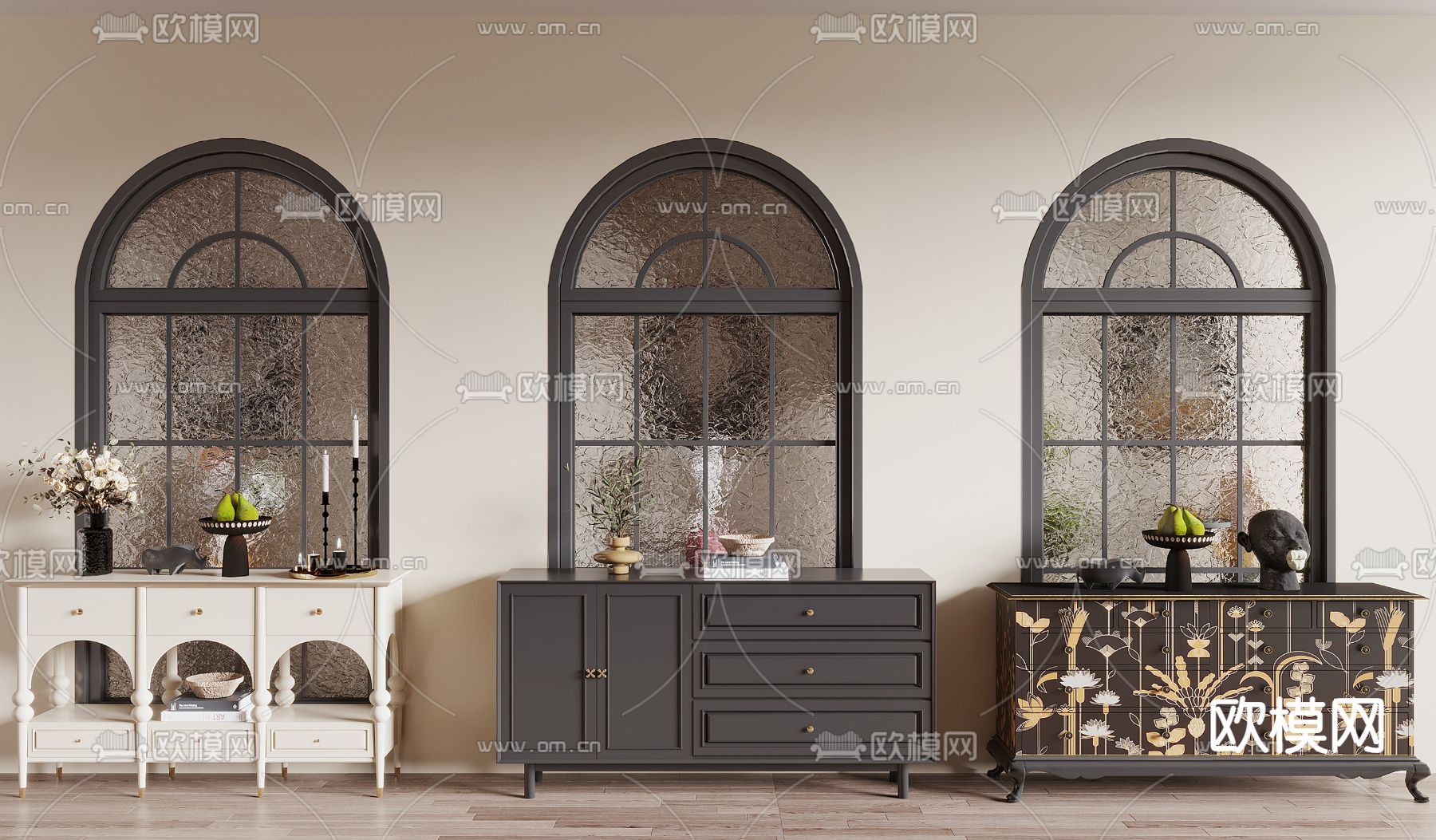 法式玄关柜 端景柜 边柜3d模型下载