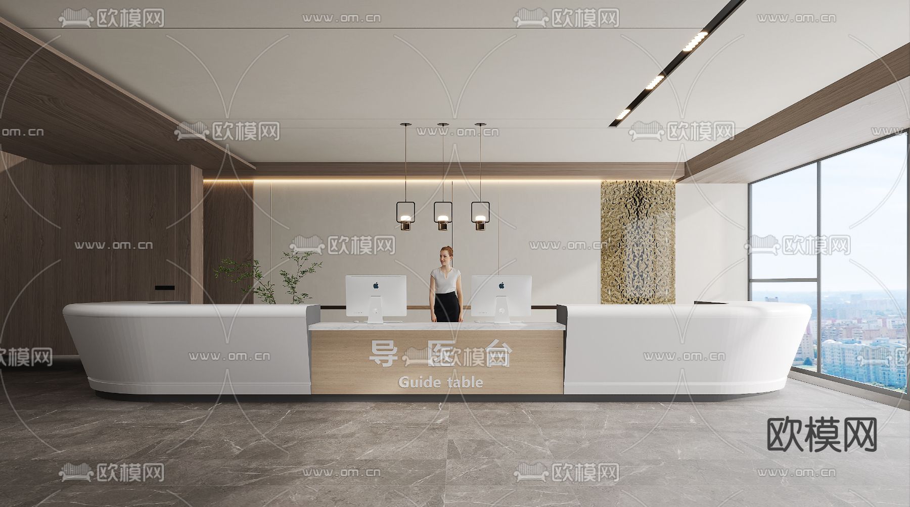 服务台 导医台 接待台su模型下载_ID14186399_sketchup模型下载-欧模网