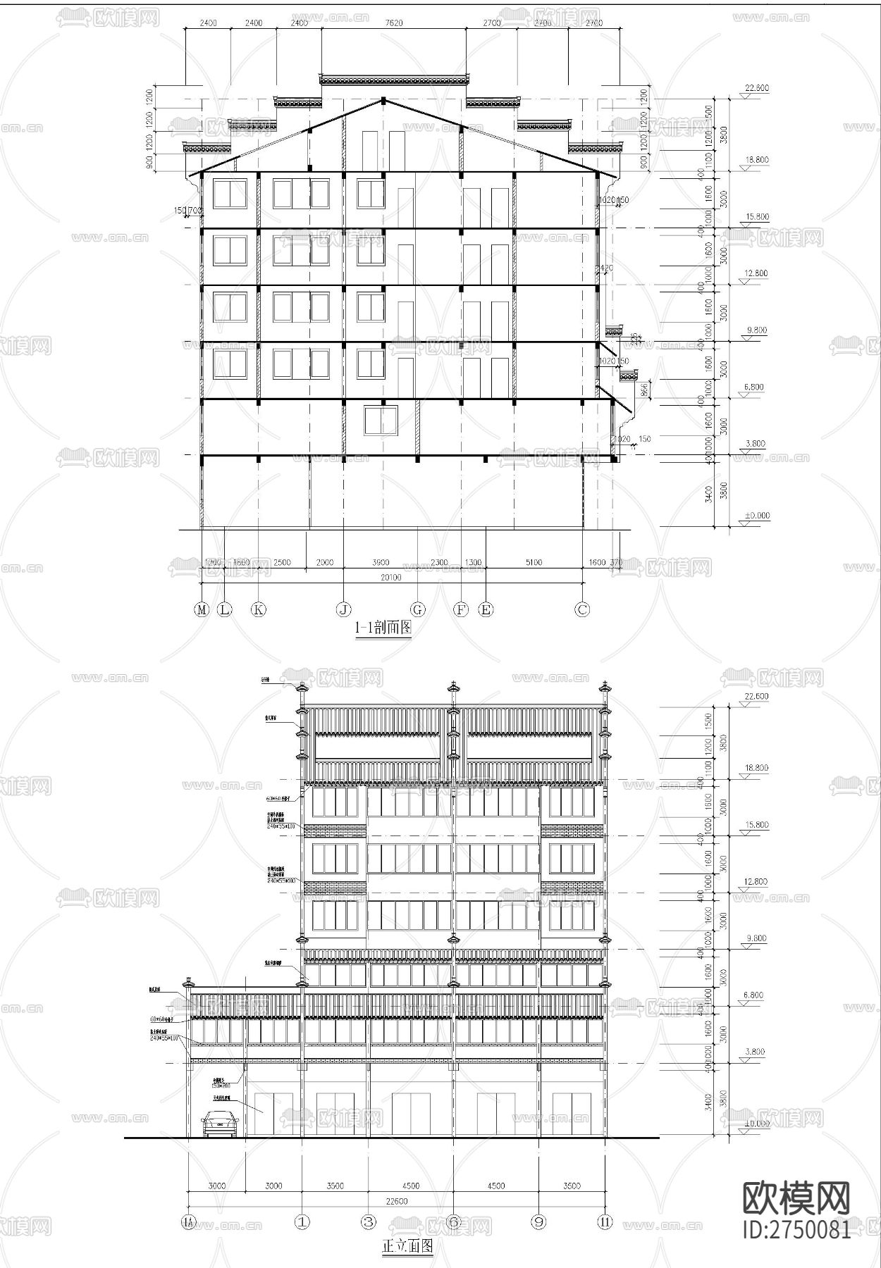 徽派风格建筑cad施工图下载（渲染图6）