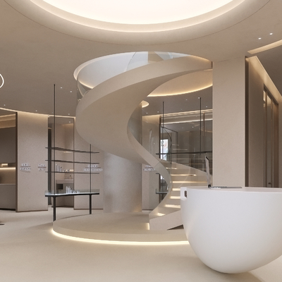  现代美容院大厅su模型 