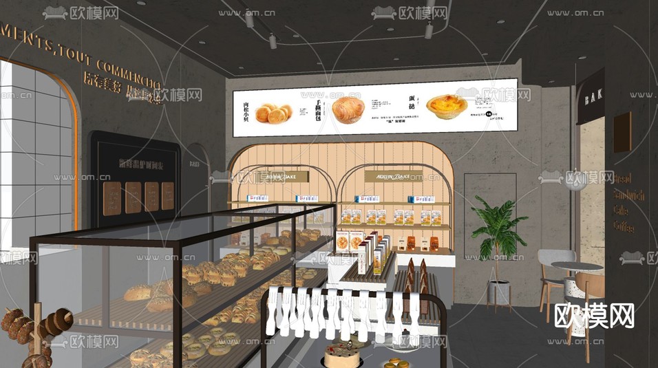 现代蛋糕面包店su模型下载(渲染图4)