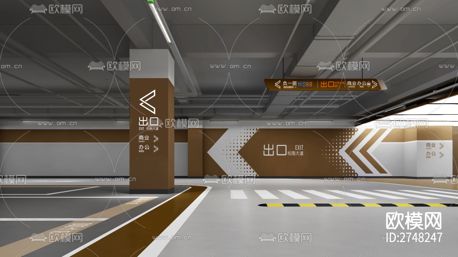 地下车库cad施工图下载（渲染图6）