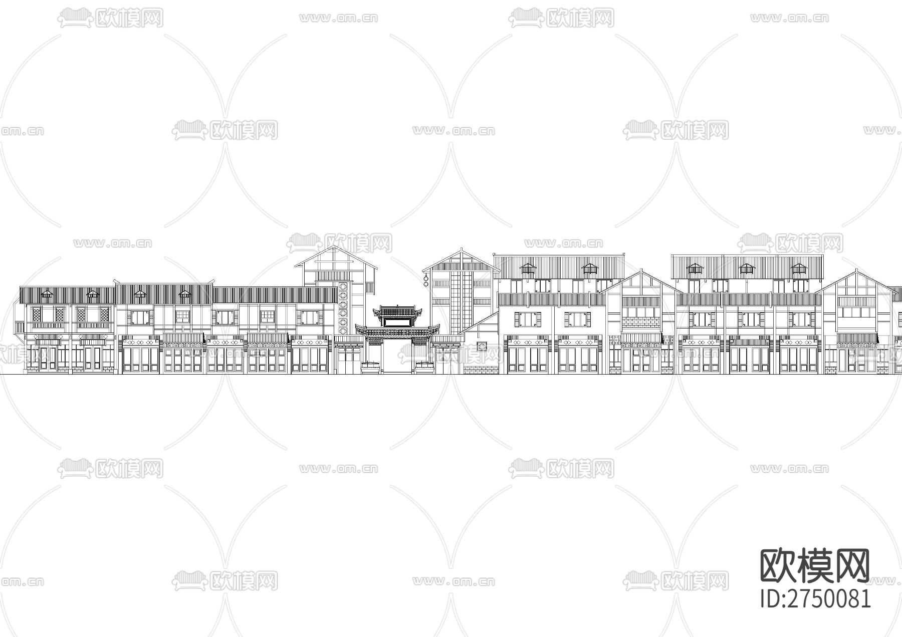 徽派风格建筑cad施工图下载（渲染图7）