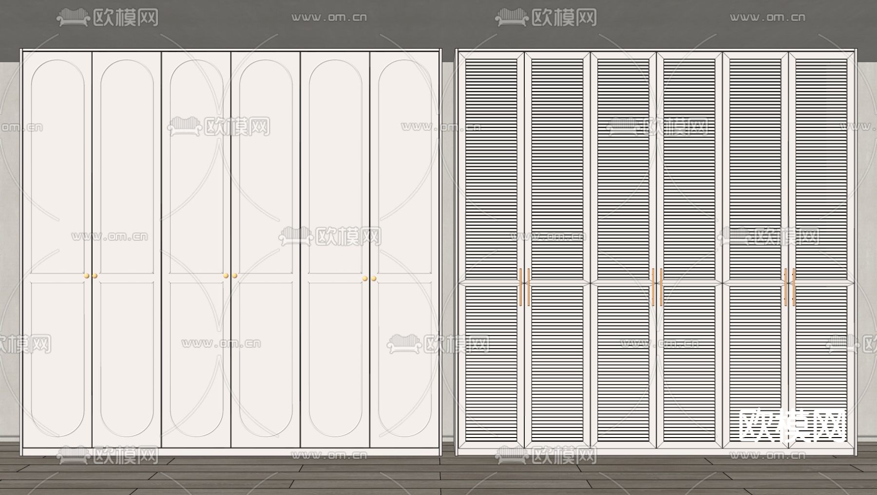 法式衣柜 衣橱su模型下载（渲染图2）
