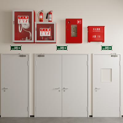  现代消防门 消防栓su模型 