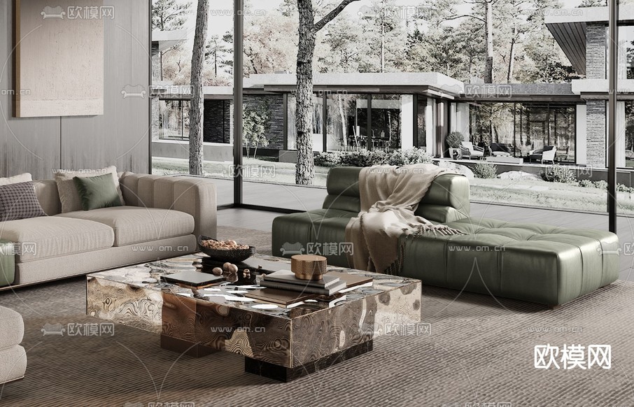 Minotti 组合沙发 客厅3d模型下载(渲染图3)