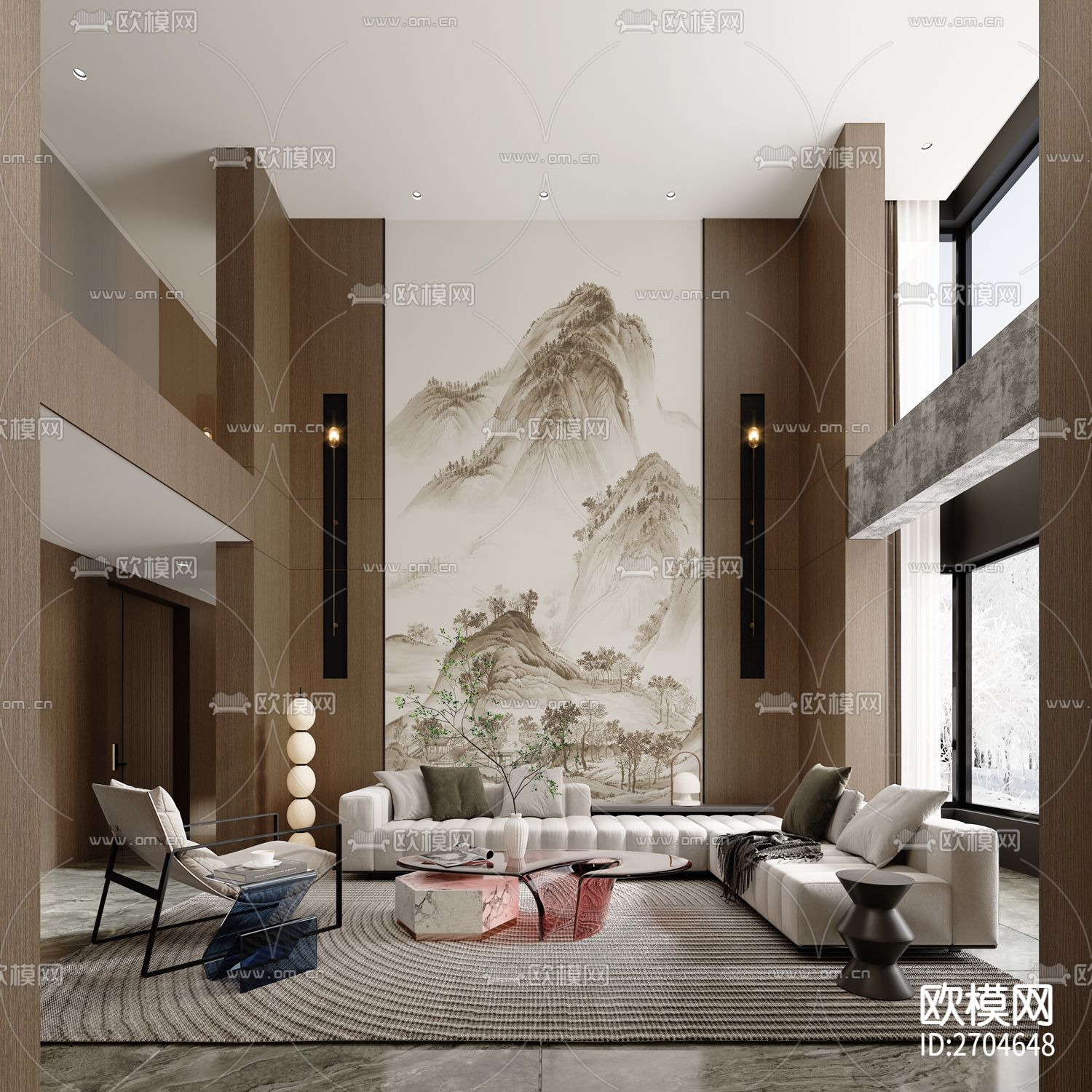 玄关 山水 水墨 手绘 意境下载（渲染图5）