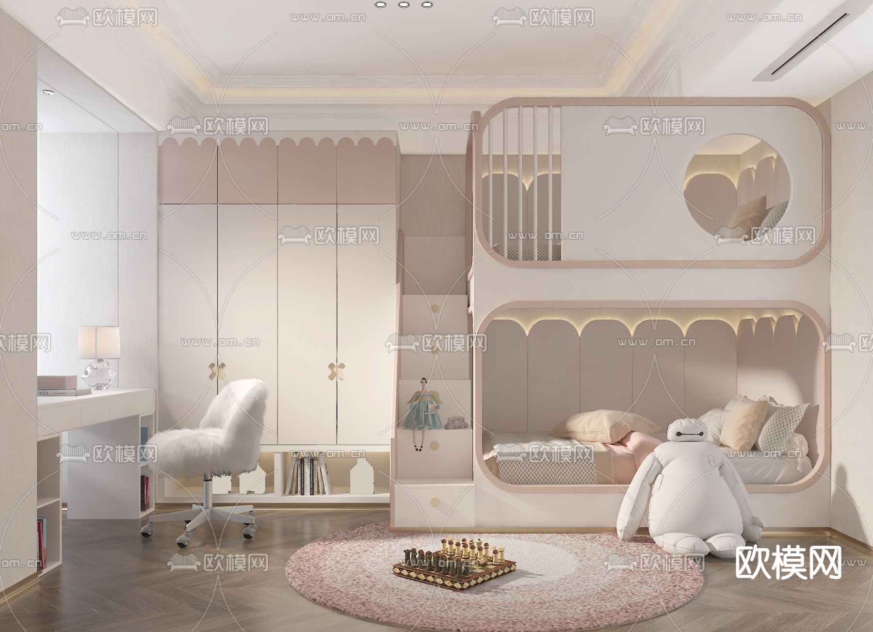 北欧儿童房su模型下载（渲染图1）