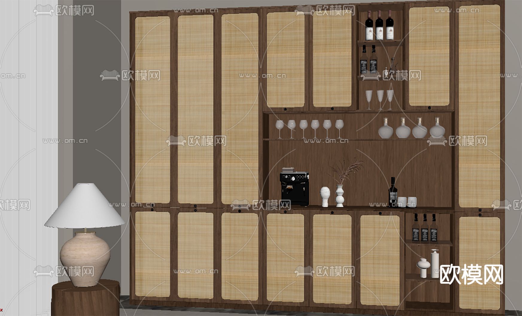 侘寂风酒柜su模型下载（渲染图2）