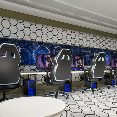  现代电竞酒店su模型 