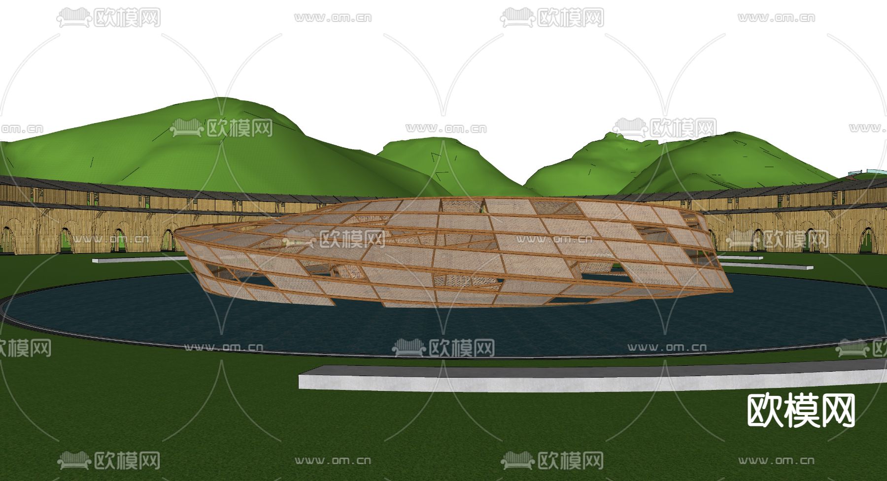现代景观长廊su模型下载（渲染图4）