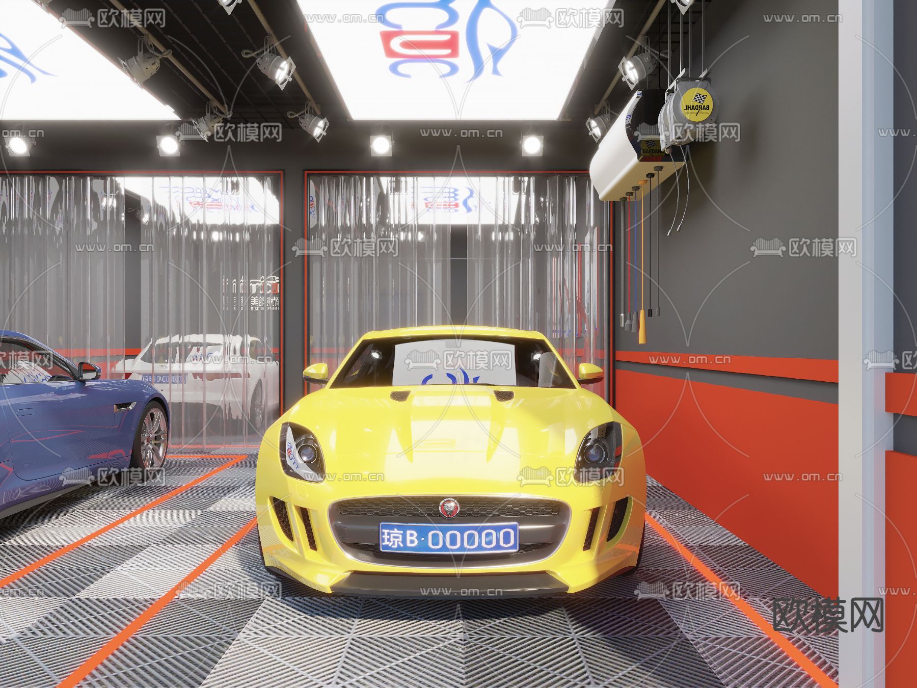 汽修店 汽车保养 汽车美容3d模型下载（渲染图3）