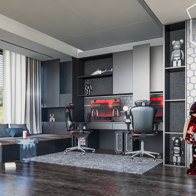  现代电竞酒店su模型 