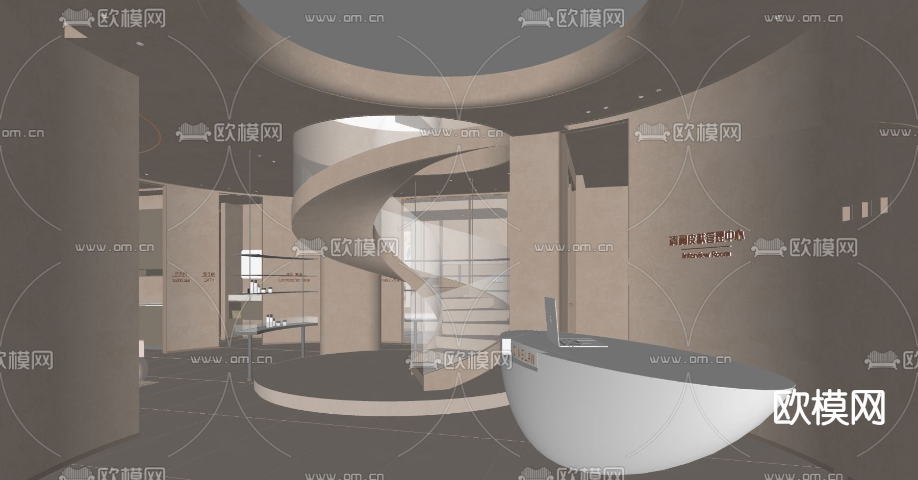 现代美容院大厅su模型下载（渲染图2）