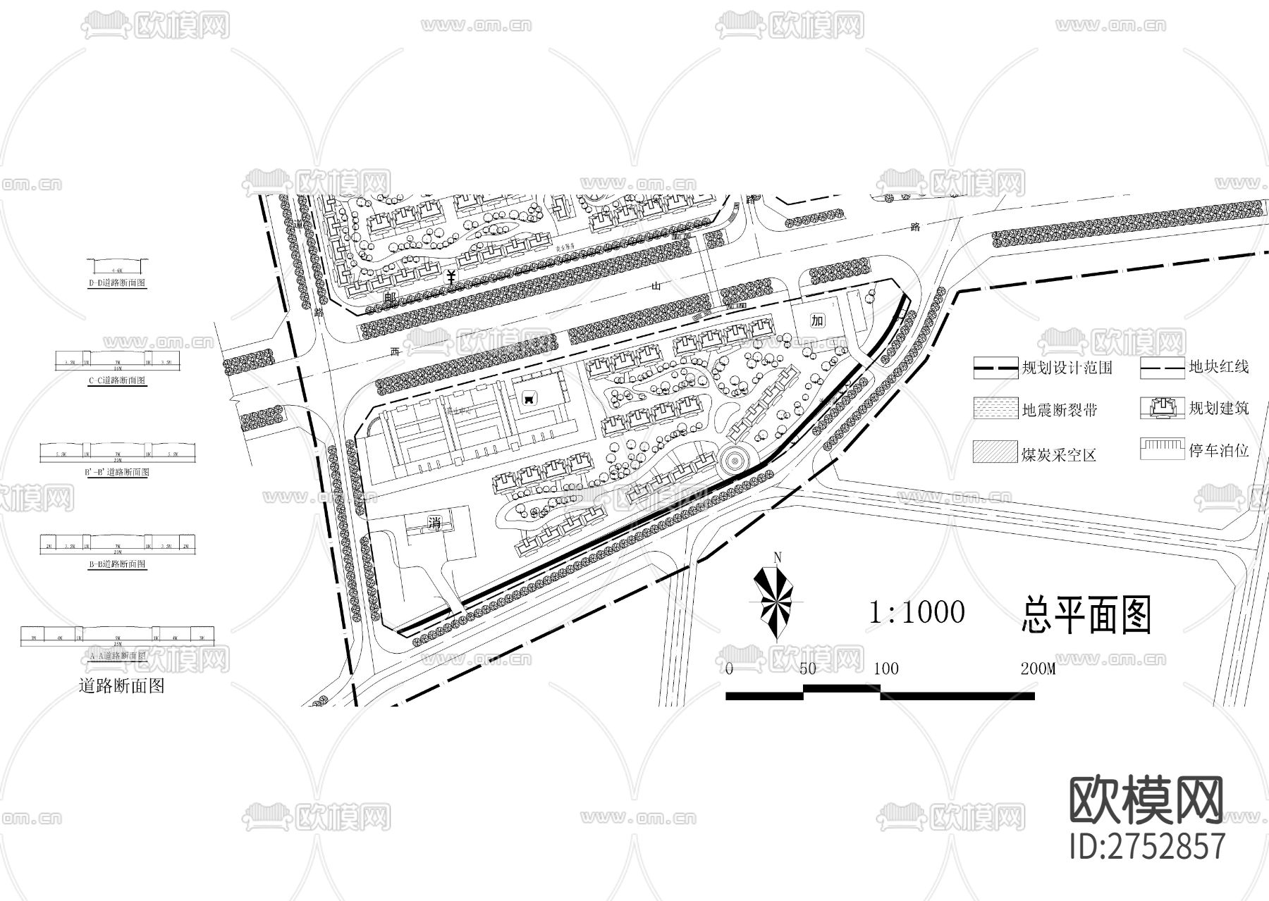 多层居住区总cad平面图下载（渲染图4）