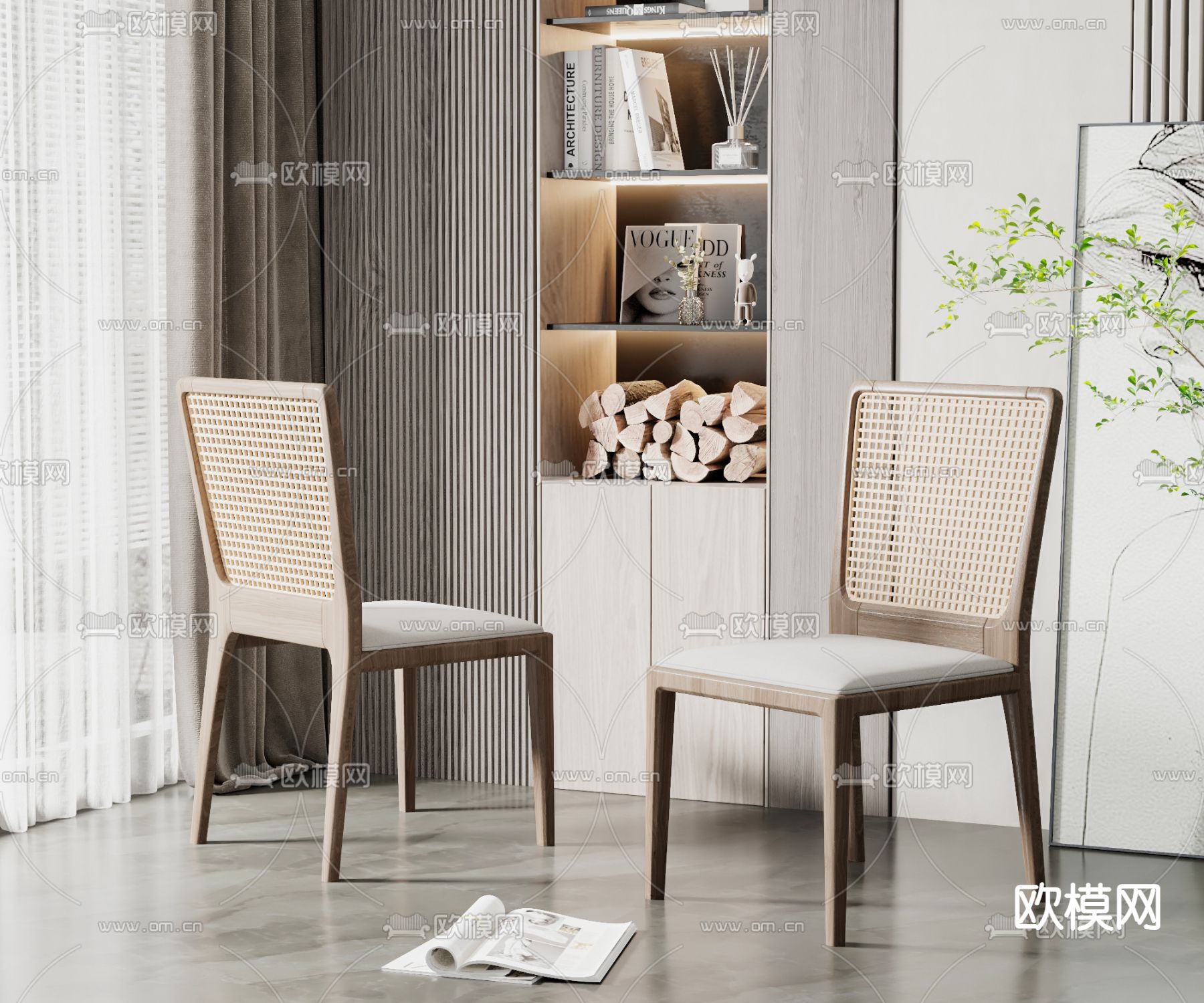 现代餐椅 椅子su模型下载（渲染图1）