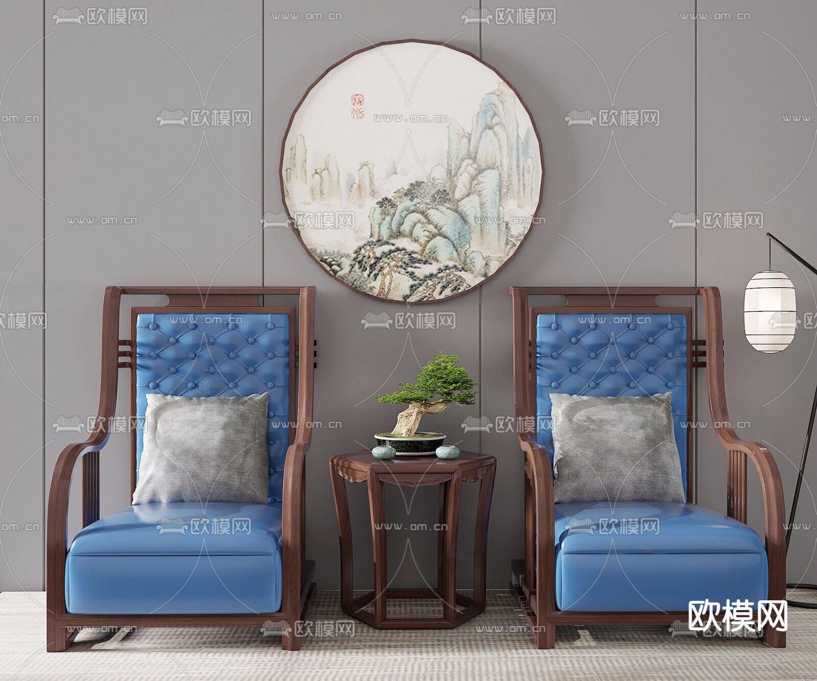 新中式椅子 休闲椅3d模型下载