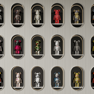  暴力熊 公仔背景墙 kaws玩具su模型 