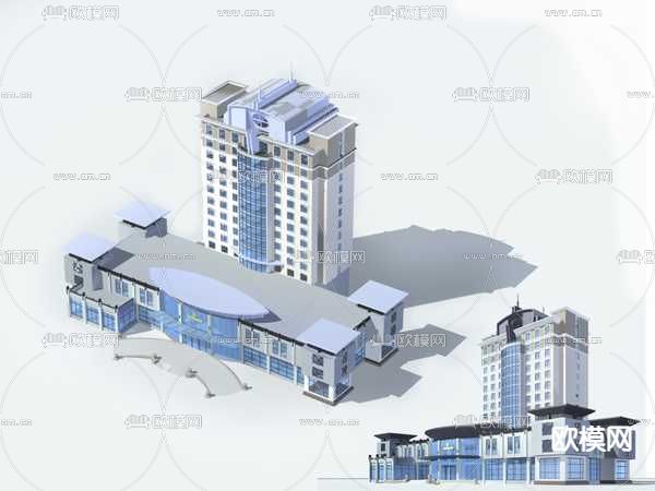 无贴图办公楼免费3d模型下载