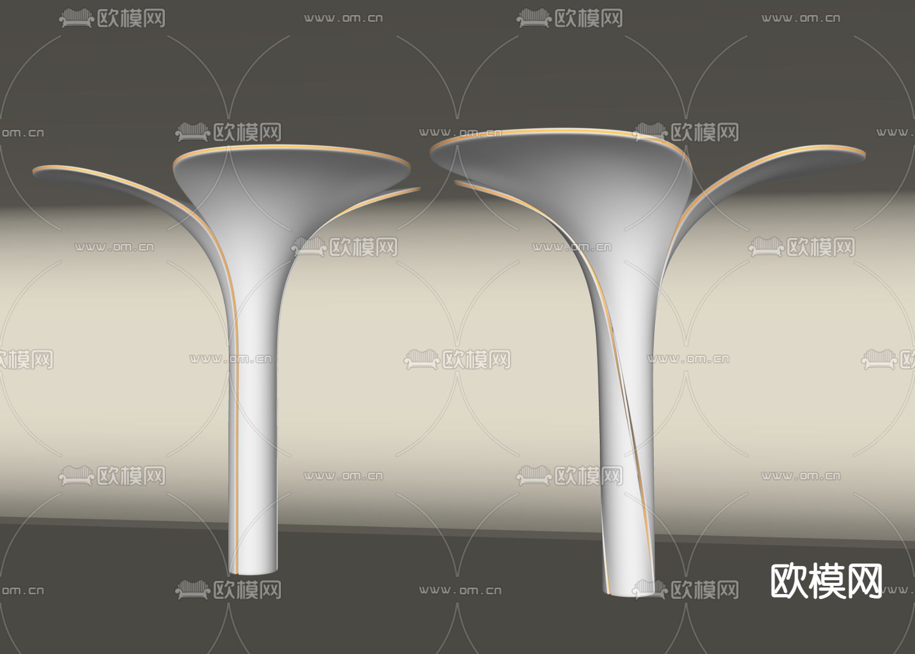 花瓣柱子 创意包柱子 圆柱子su模型下载（渲染图2）