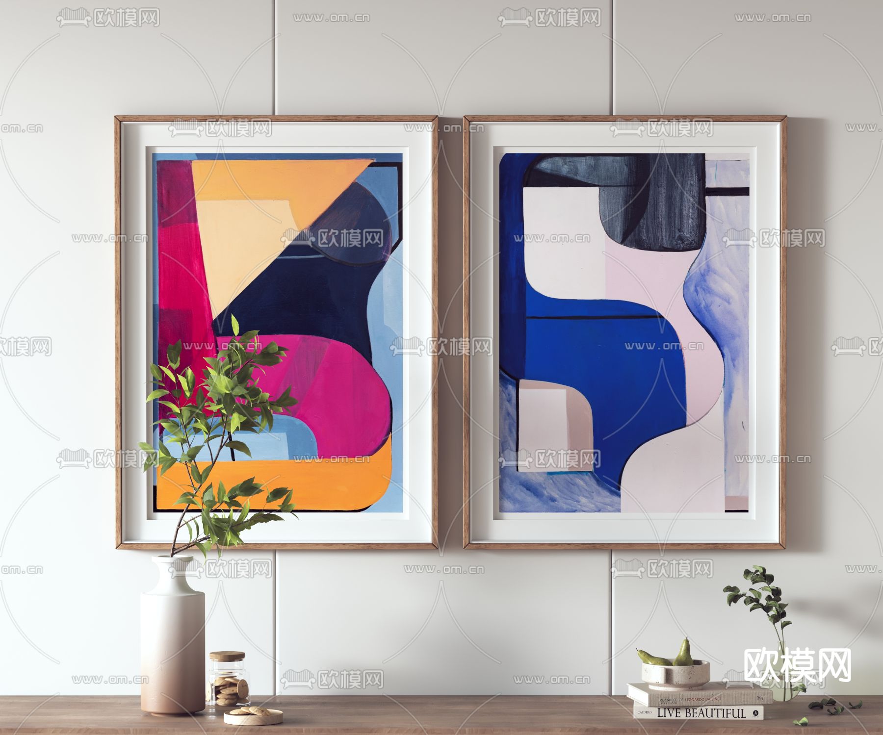 孟菲斯装饰画 挂画 组合画3d模型下载