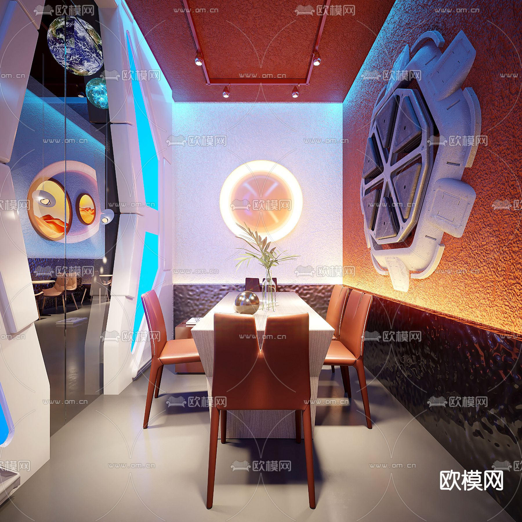太空主题餐厅 网红餐厅3d模型下载