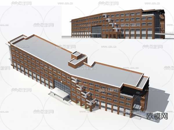 无贴图办公楼免费3d模型下载
