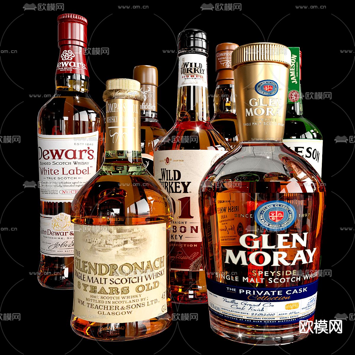 红酒 洋酒 酒水 酒瓶3d模型下载