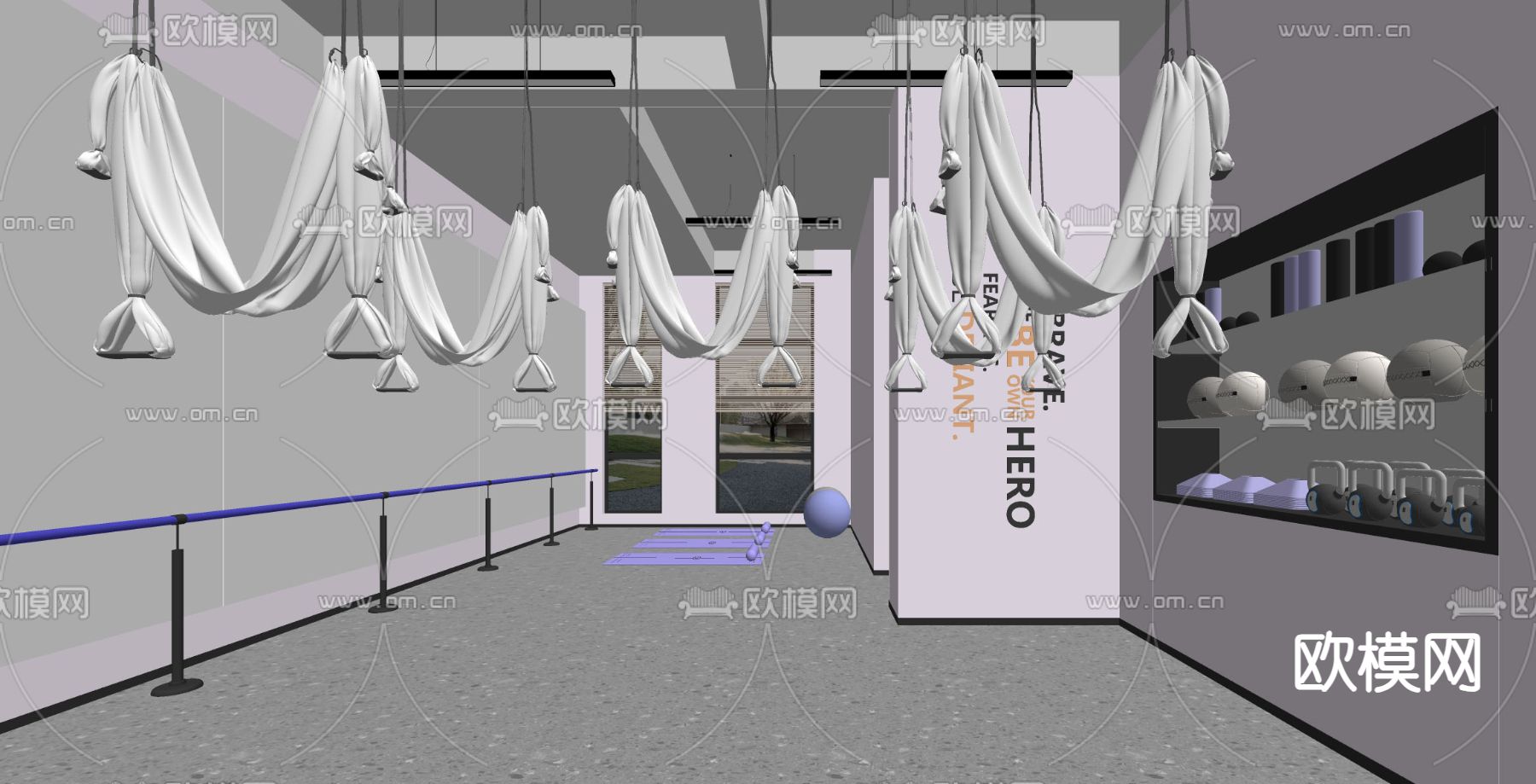 现代瑜伽室su模型下载（渲染图2）