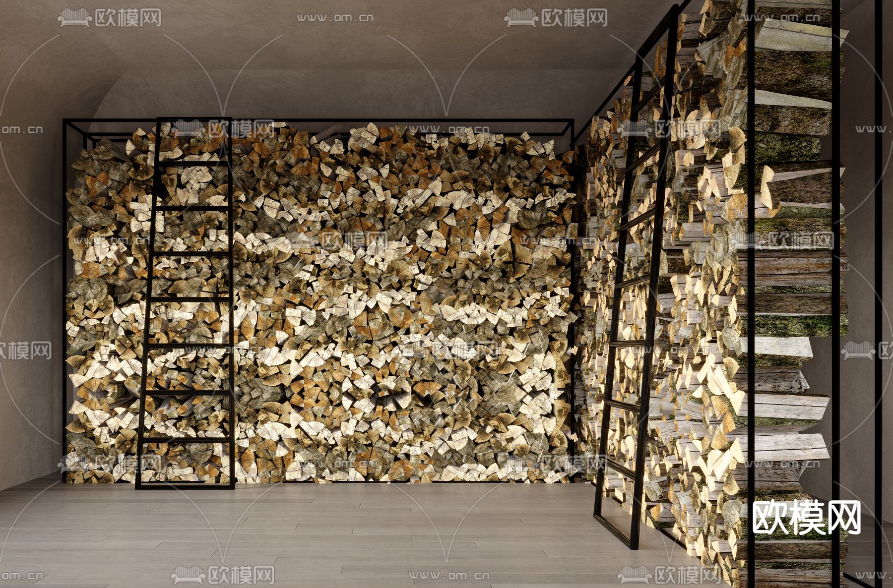 柴房 木柴 木材 柴火3d模型下载