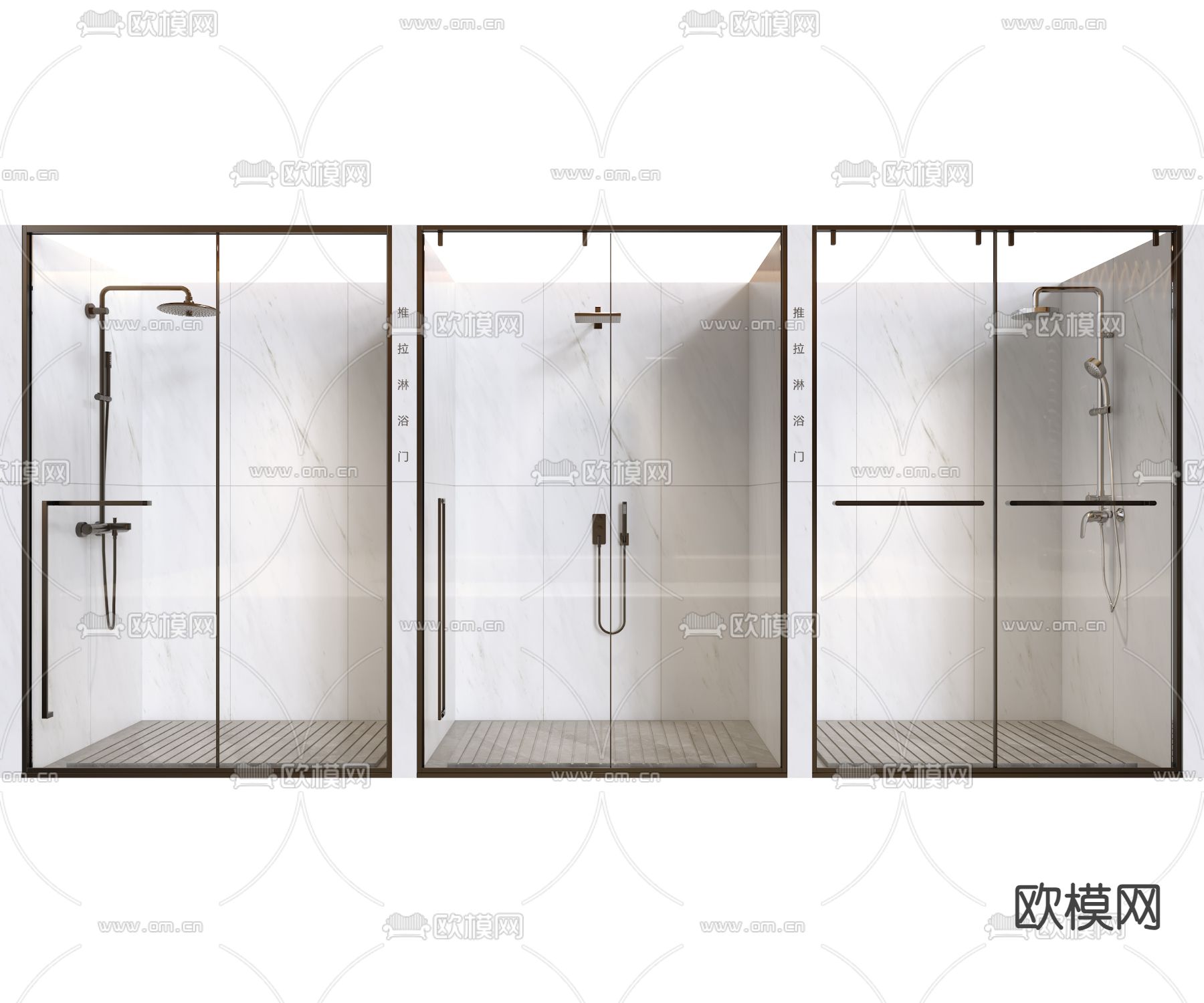 淋浴间 玻璃淋浴房3d模型下载（渲染图2）