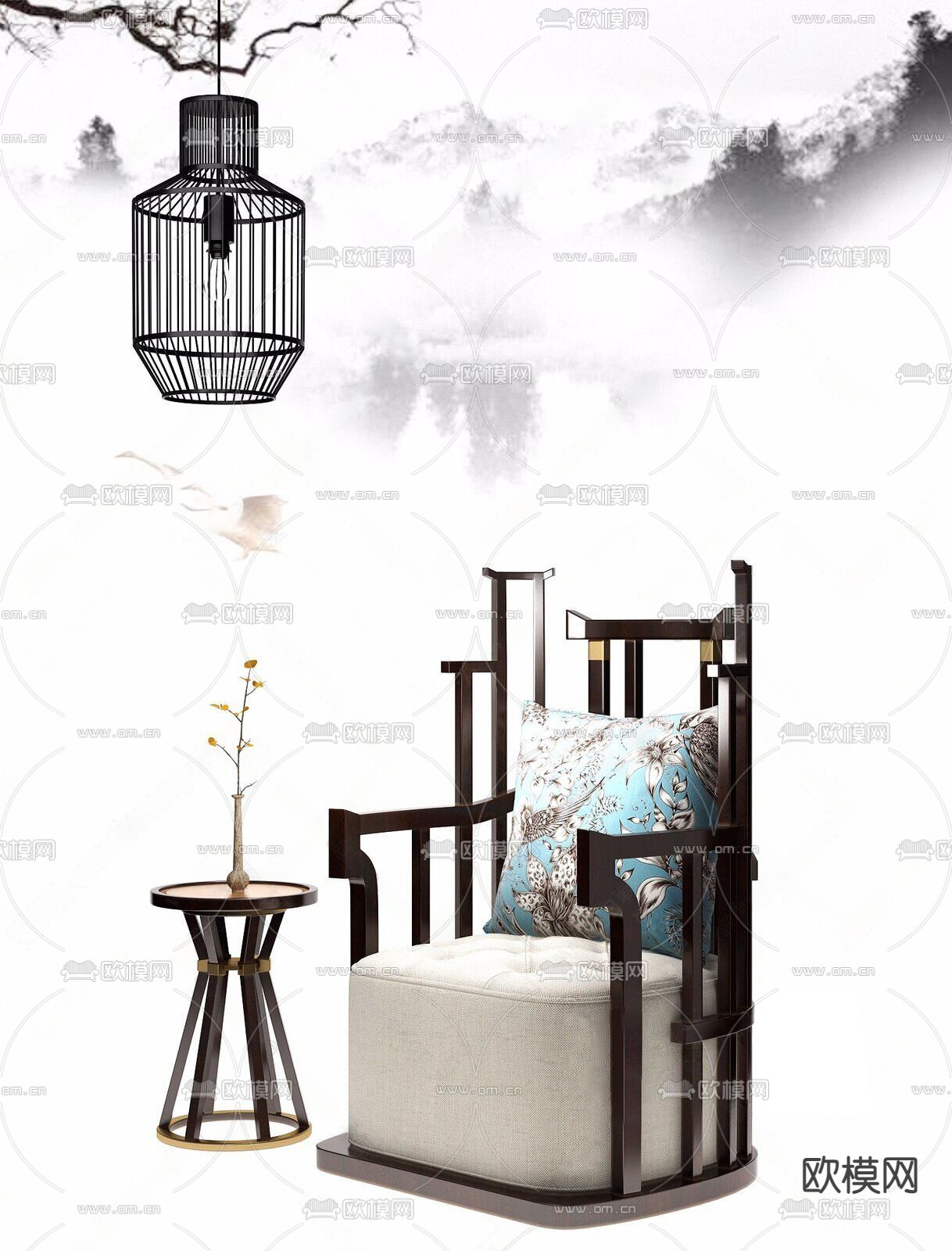 休闲沙发 圆几3d模型下载