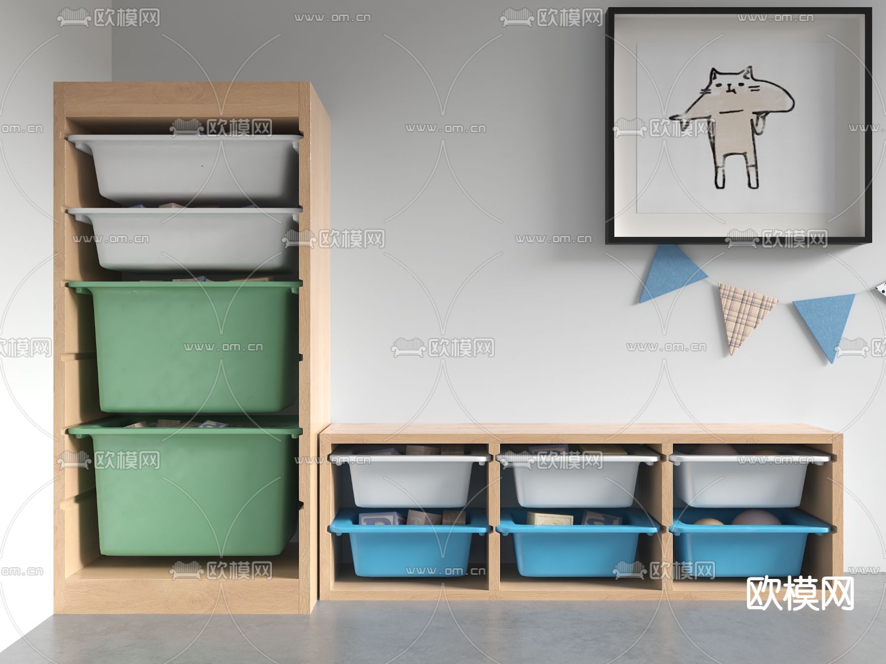 儿童玩具柜 收纳柜3d模型下载