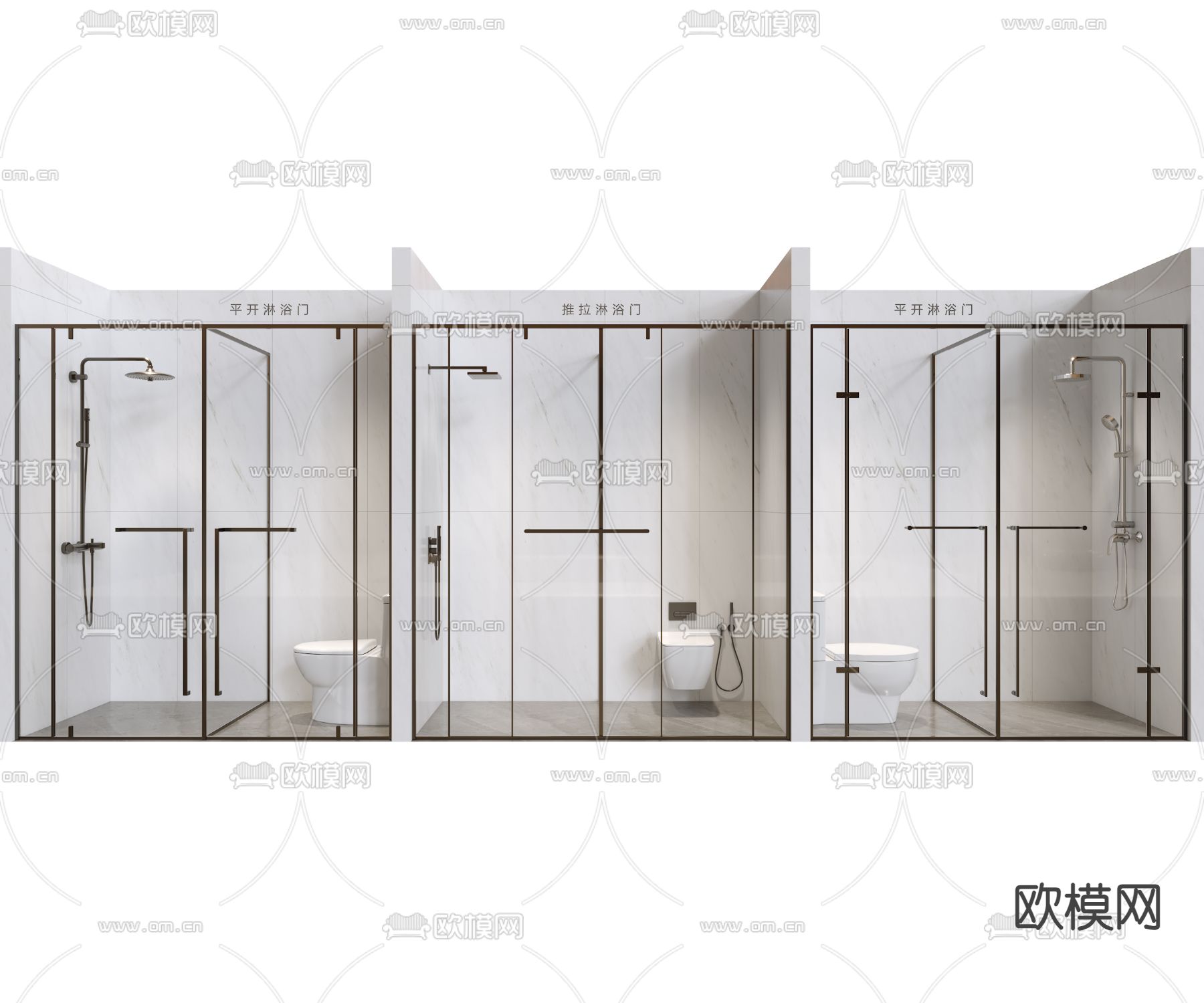 淋浴间 玻璃淋浴房3d模型下载（渲染图3）