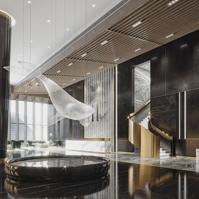  现代酒店大厅su模型 