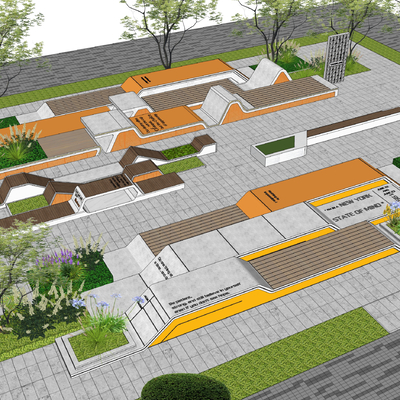  公园座椅 户外座椅su模型 