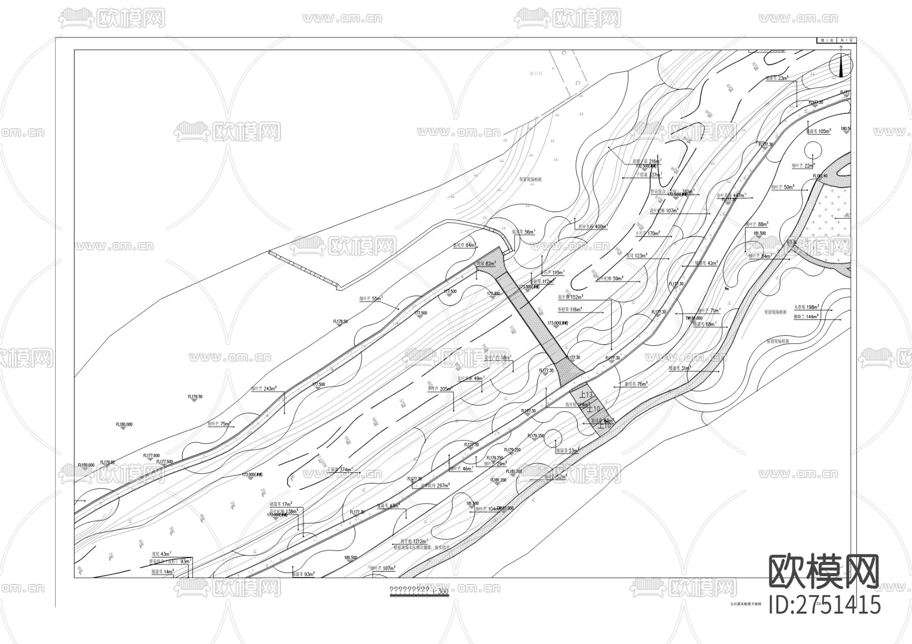 洪灾后整治工程cad施工图下载（渲染图5）