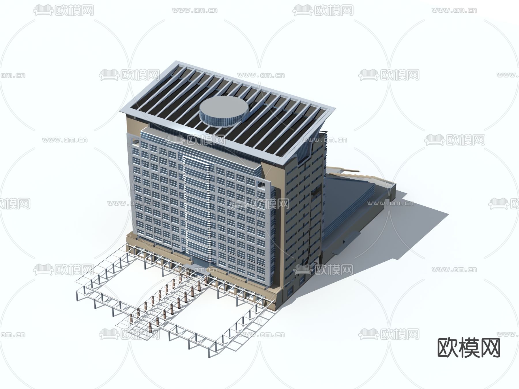 无贴图办公楼免费3d模型下载