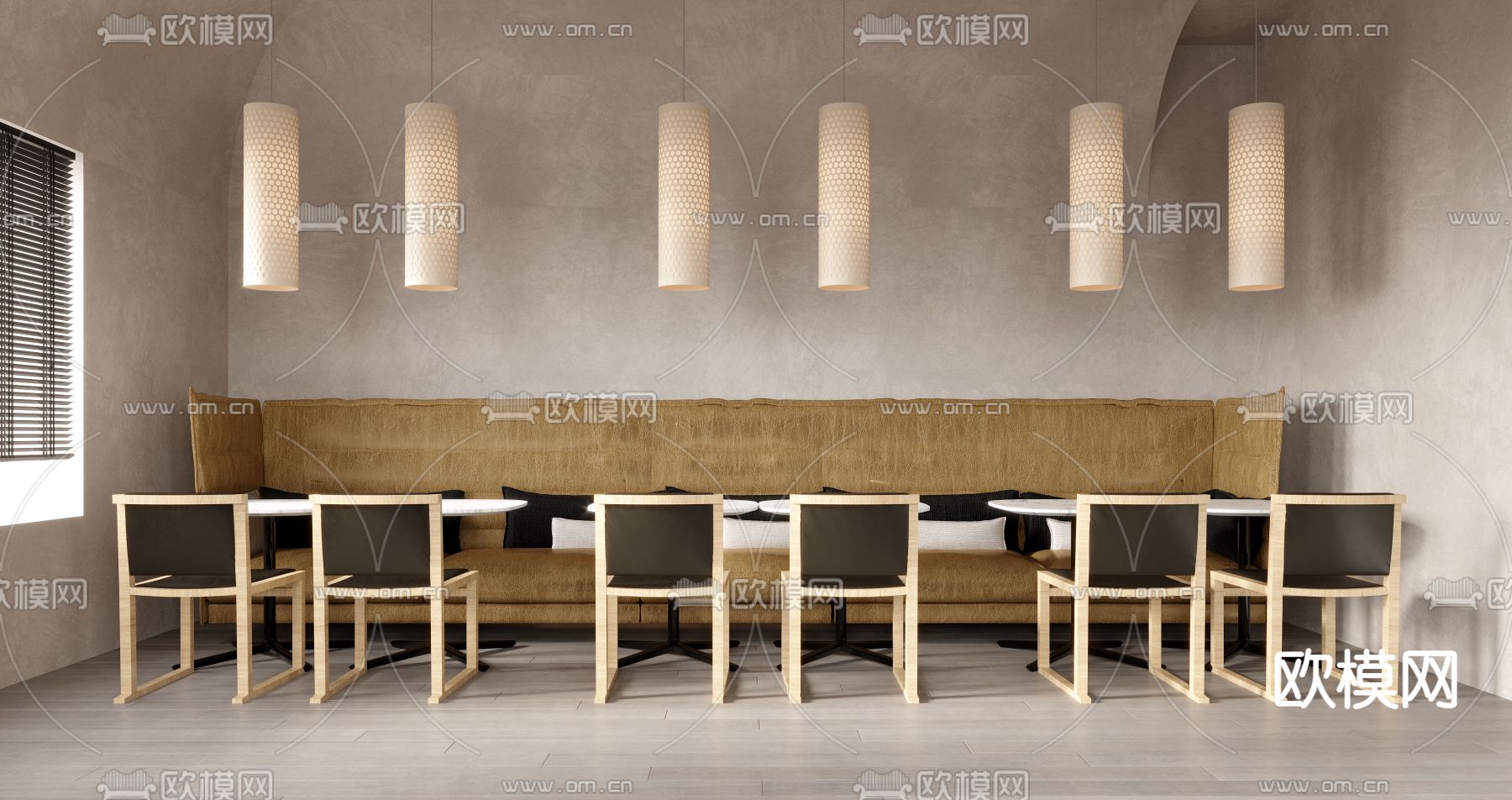 卡座沙发 卡位餐桌椅3d模型下载