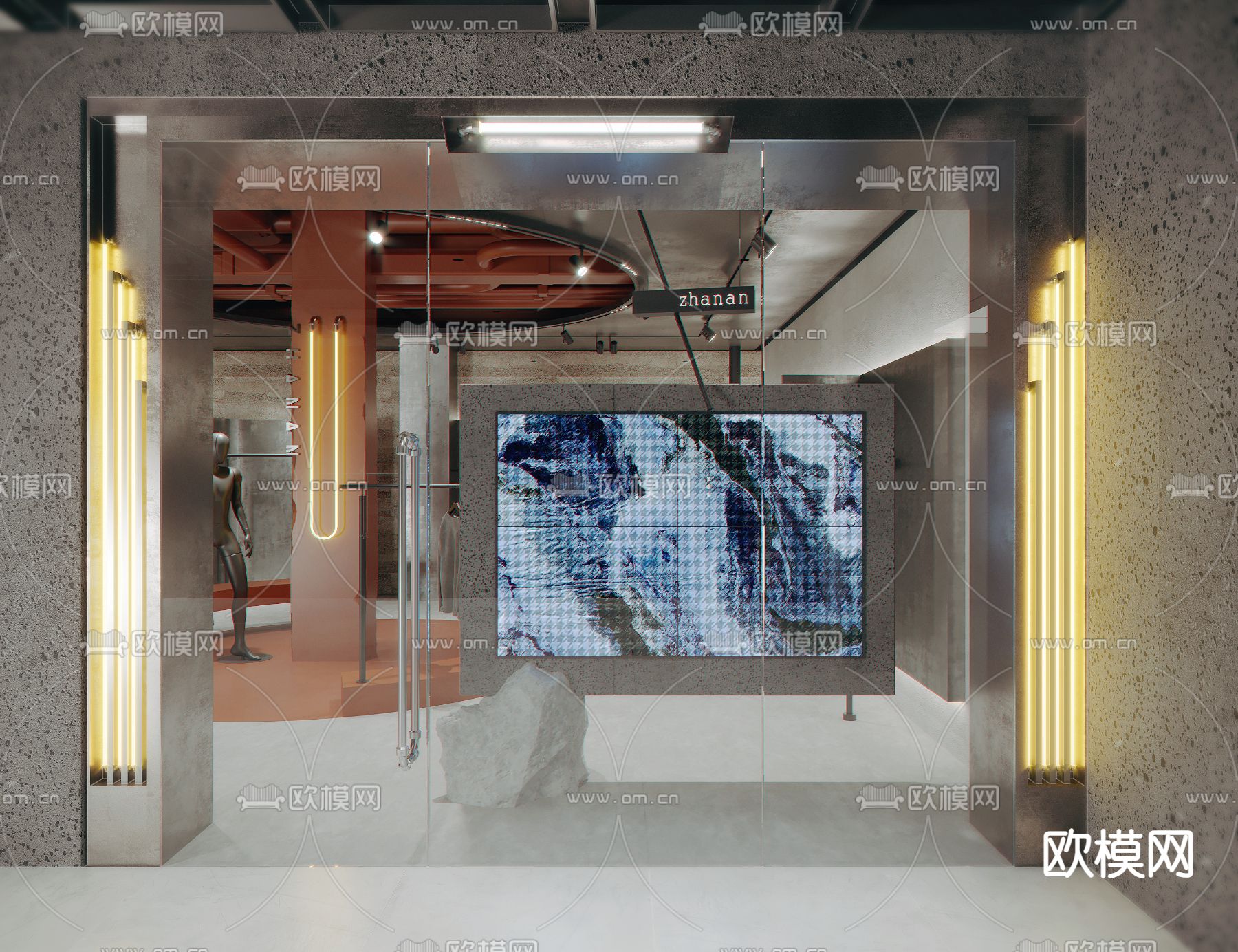 潮牌男装店 服装店3d模型下载（渲染图3）