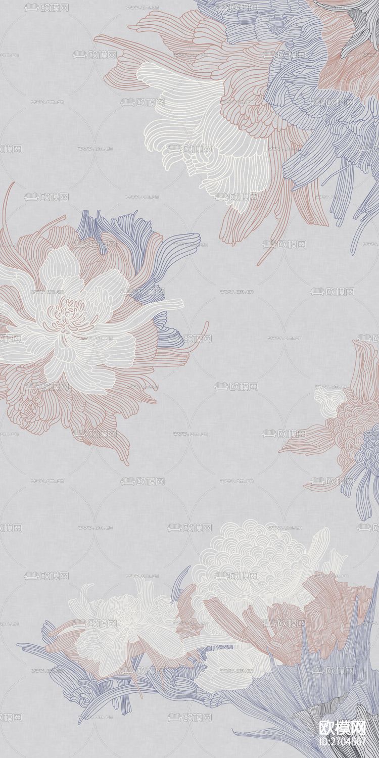 玄关 花卉 抽象 线条 艺术下载（渲染图4）