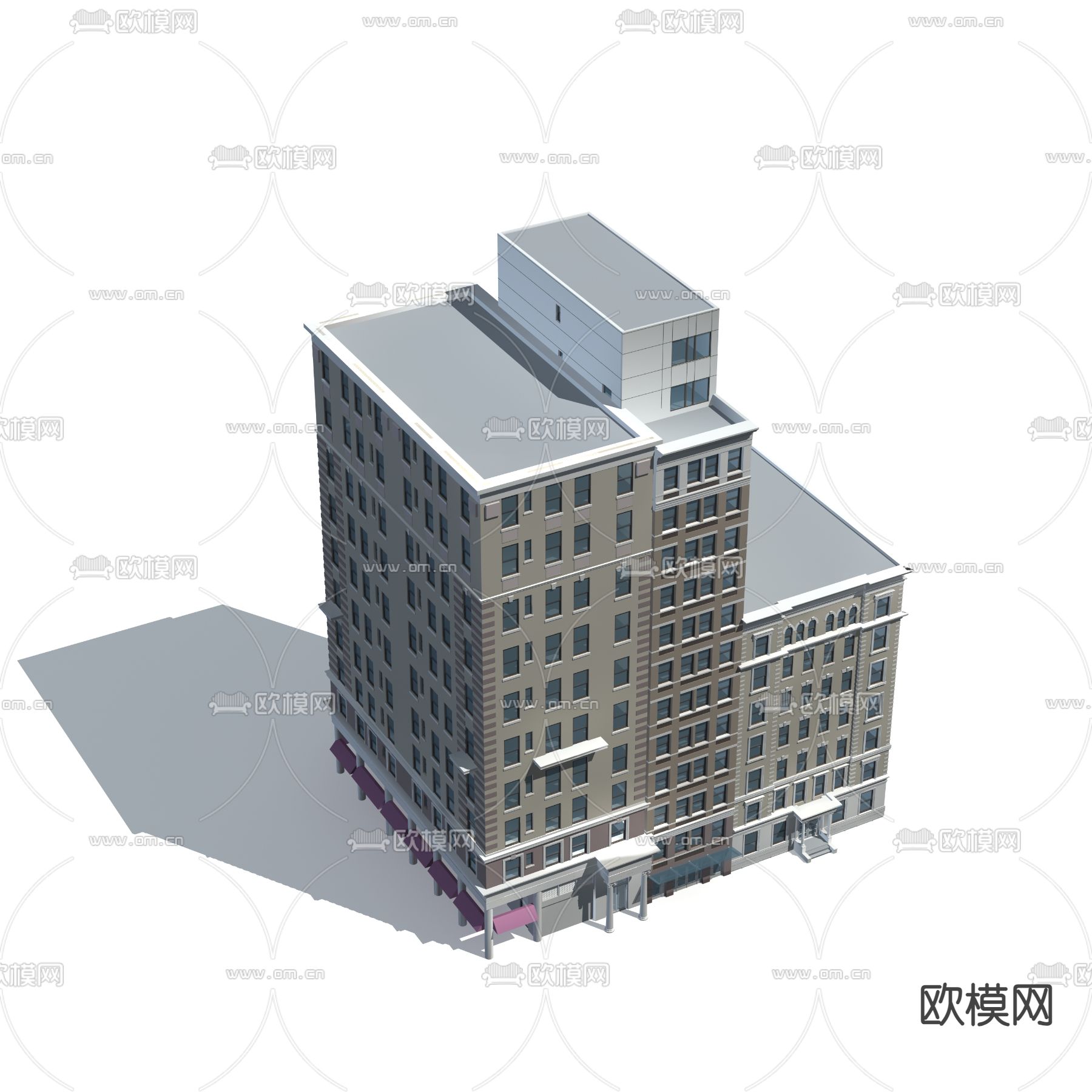 无贴图办公楼免费3d模型下载