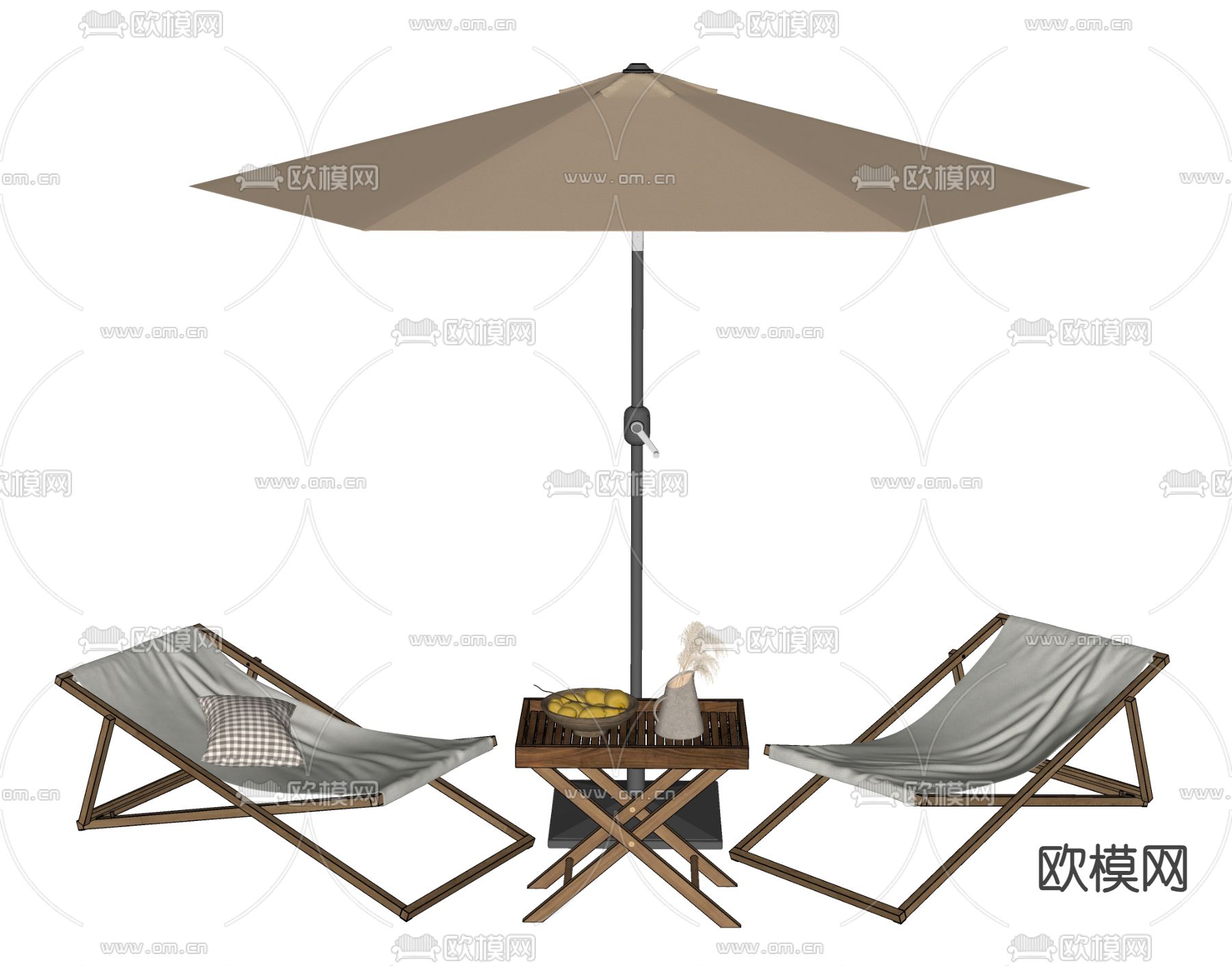 现代户外折叠椅su模型下载（渲染图2）