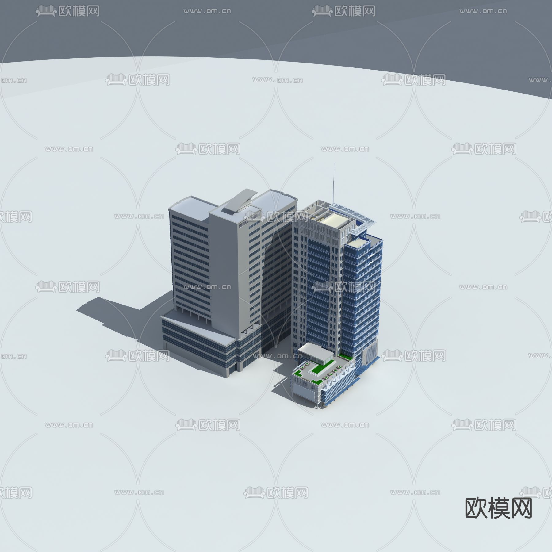无贴图办公楼免费3d模型下载