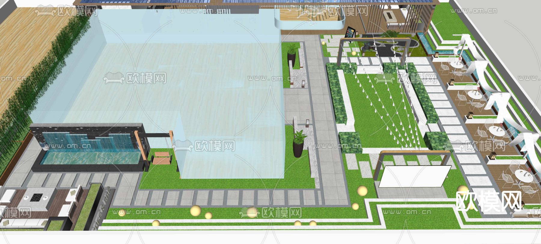 现代屋顶咖啡厅su模型下载（渲染图3）