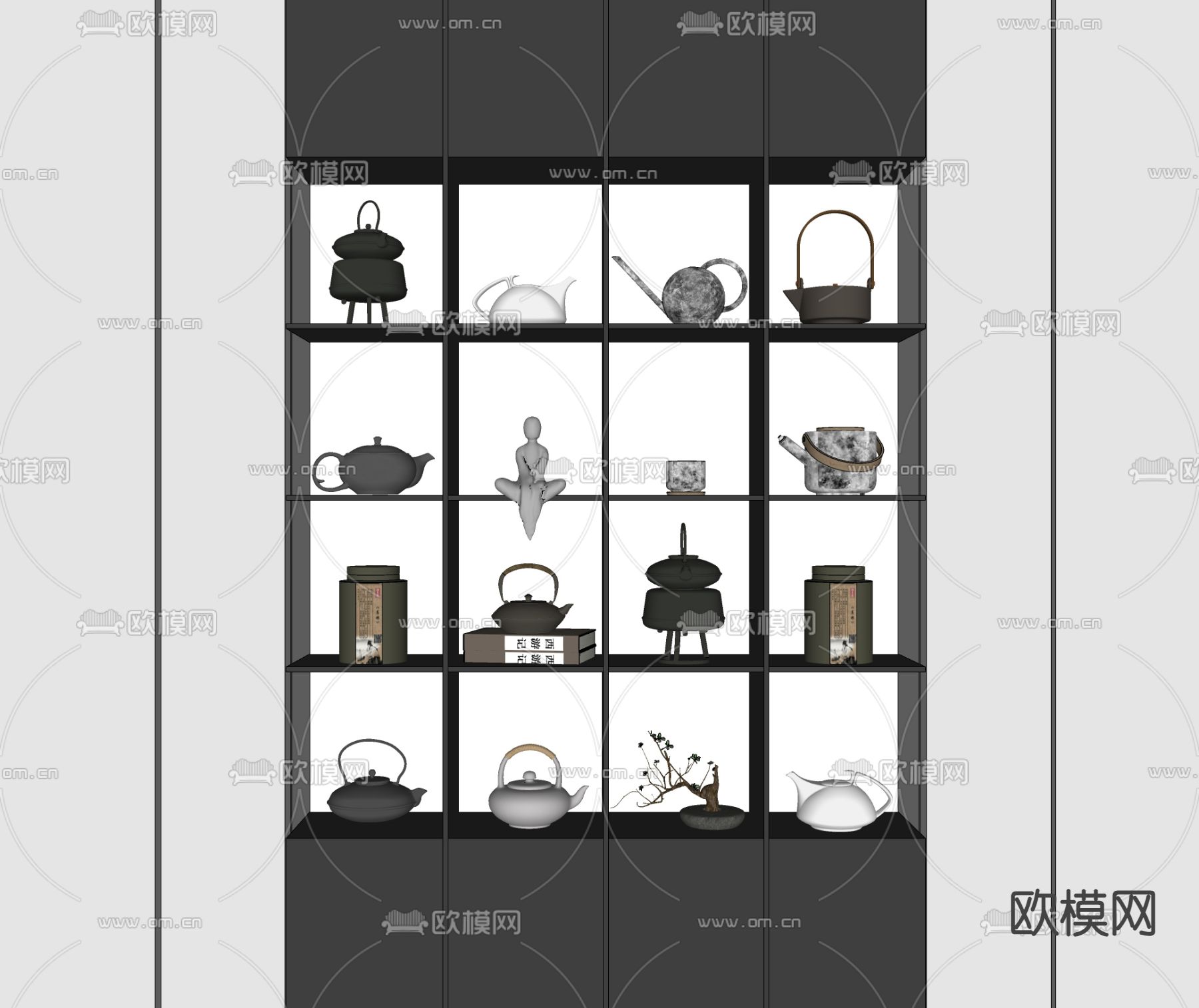 新中式装饰柜su模型