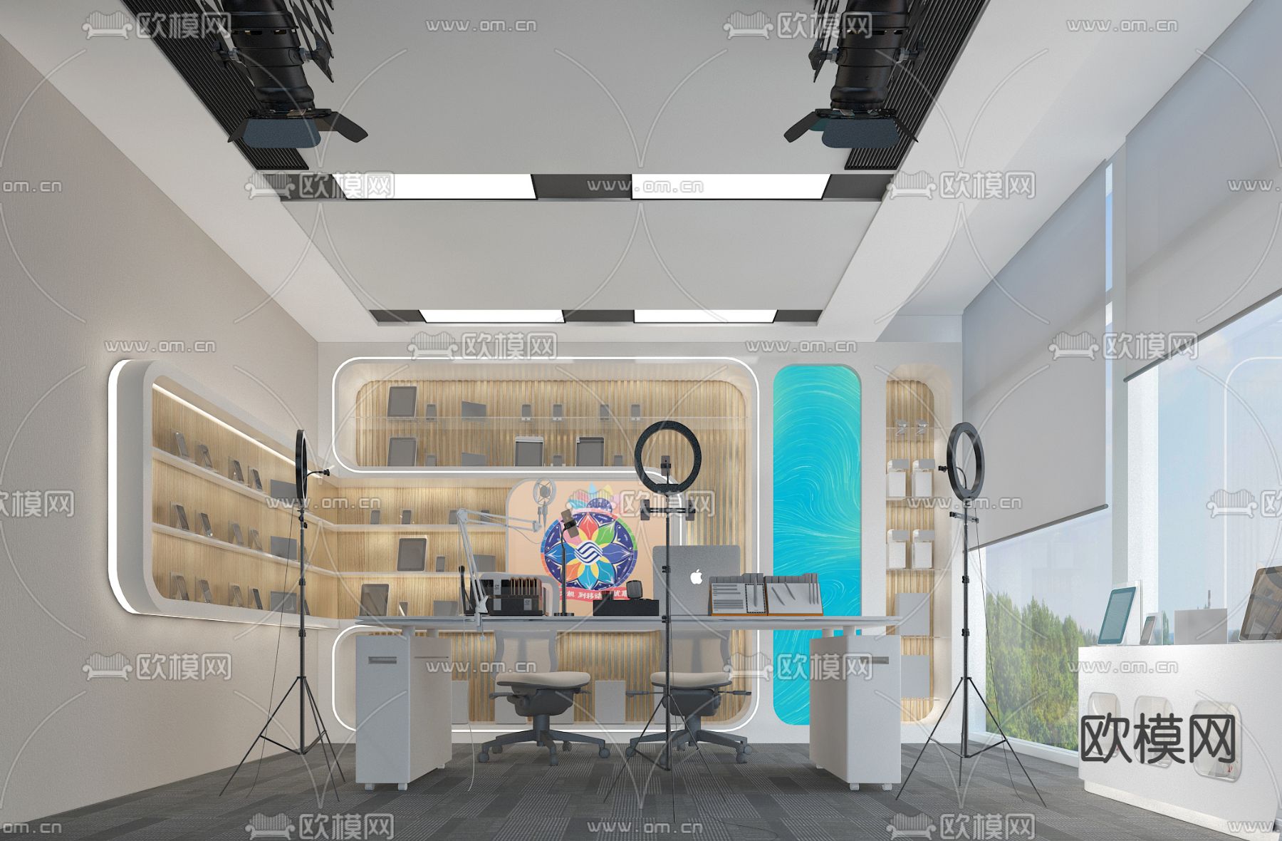 现代直播间su模型下载（渲染图1）