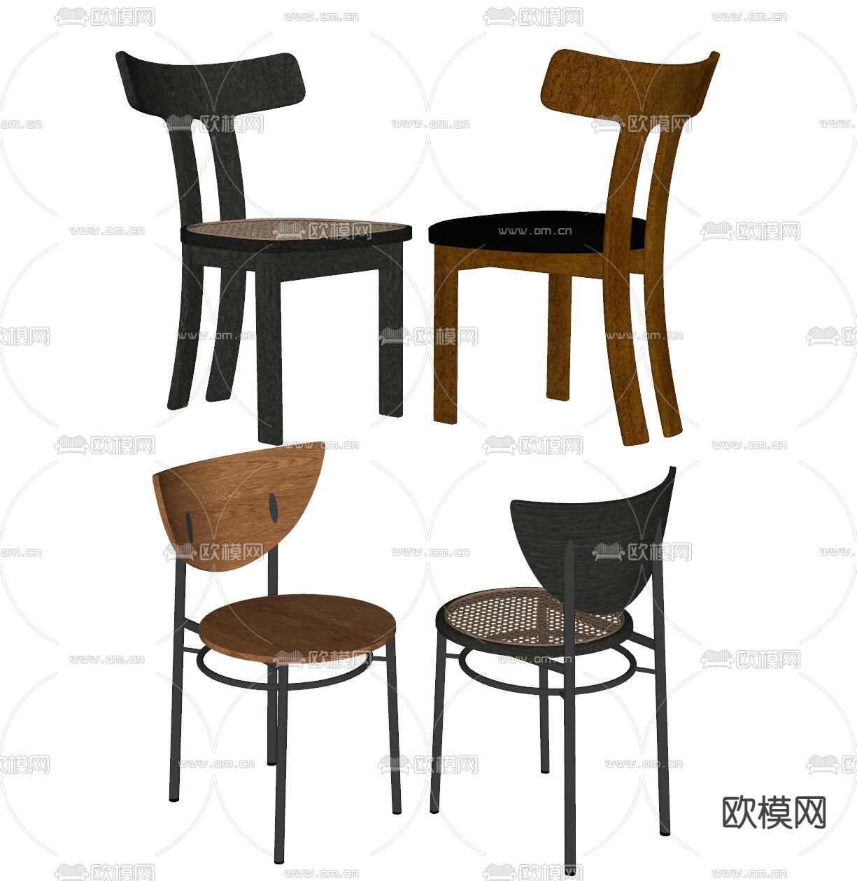 中古风餐椅su模型下载（渲染图2）