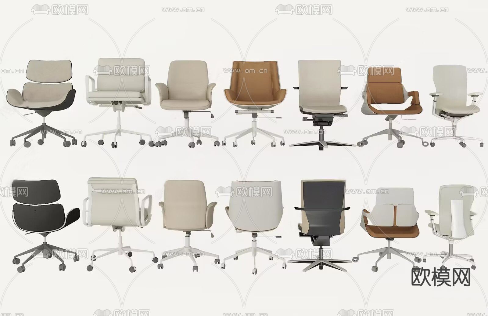 现代办公椅 职员椅su模型下载（渲染图1）