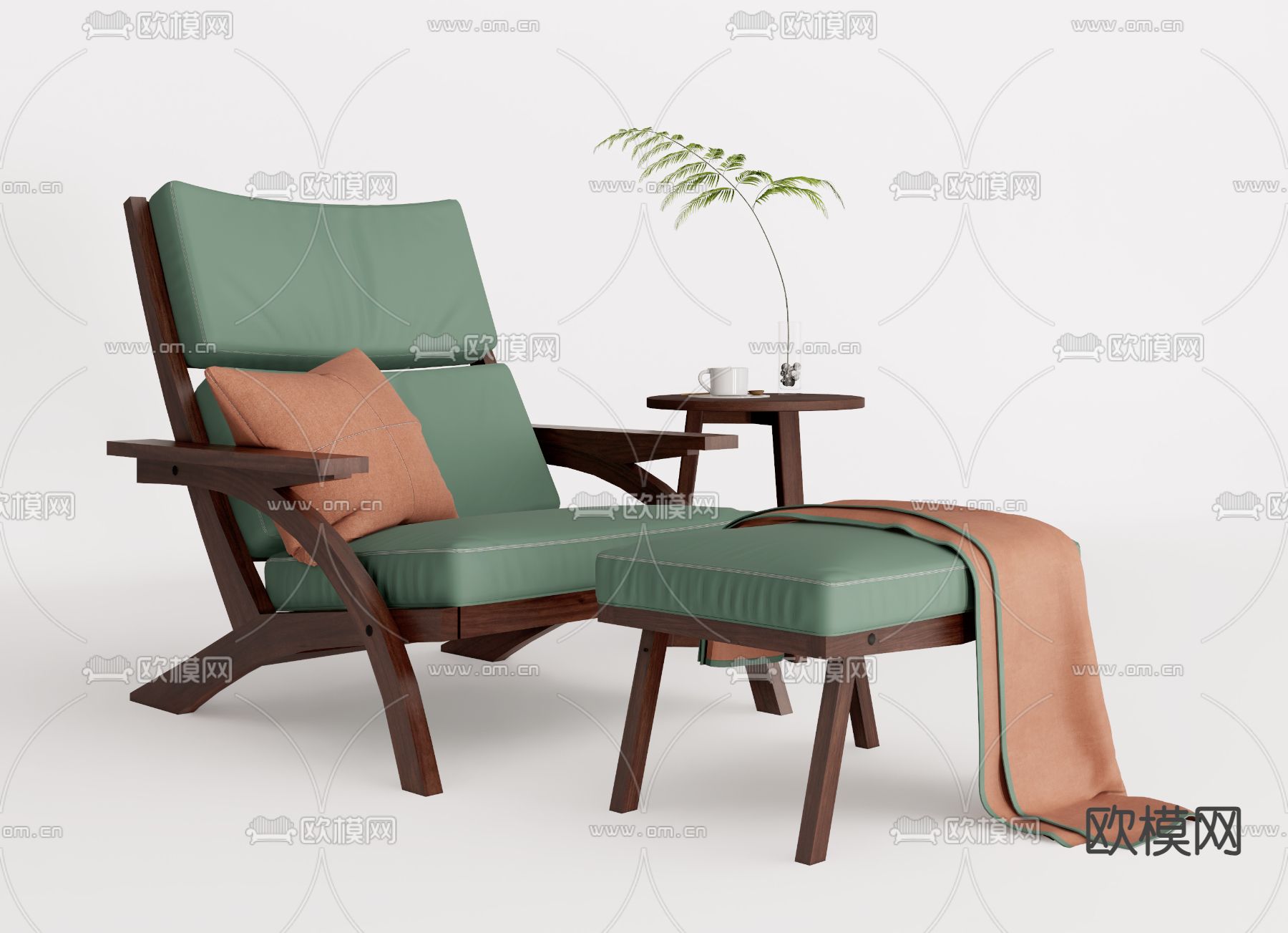 现代休闲躺椅su模型下载（渲染图1）